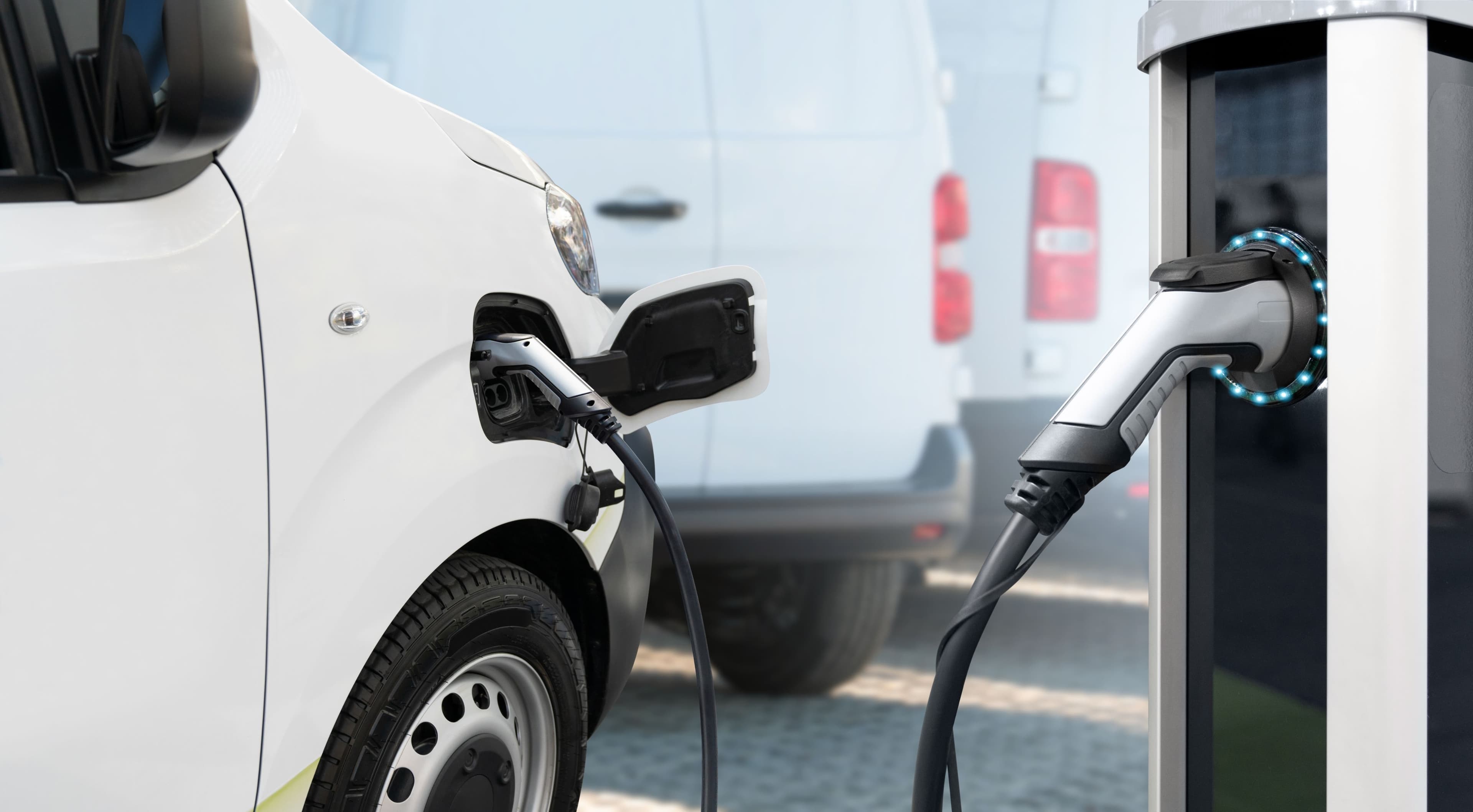 Electric van on charge