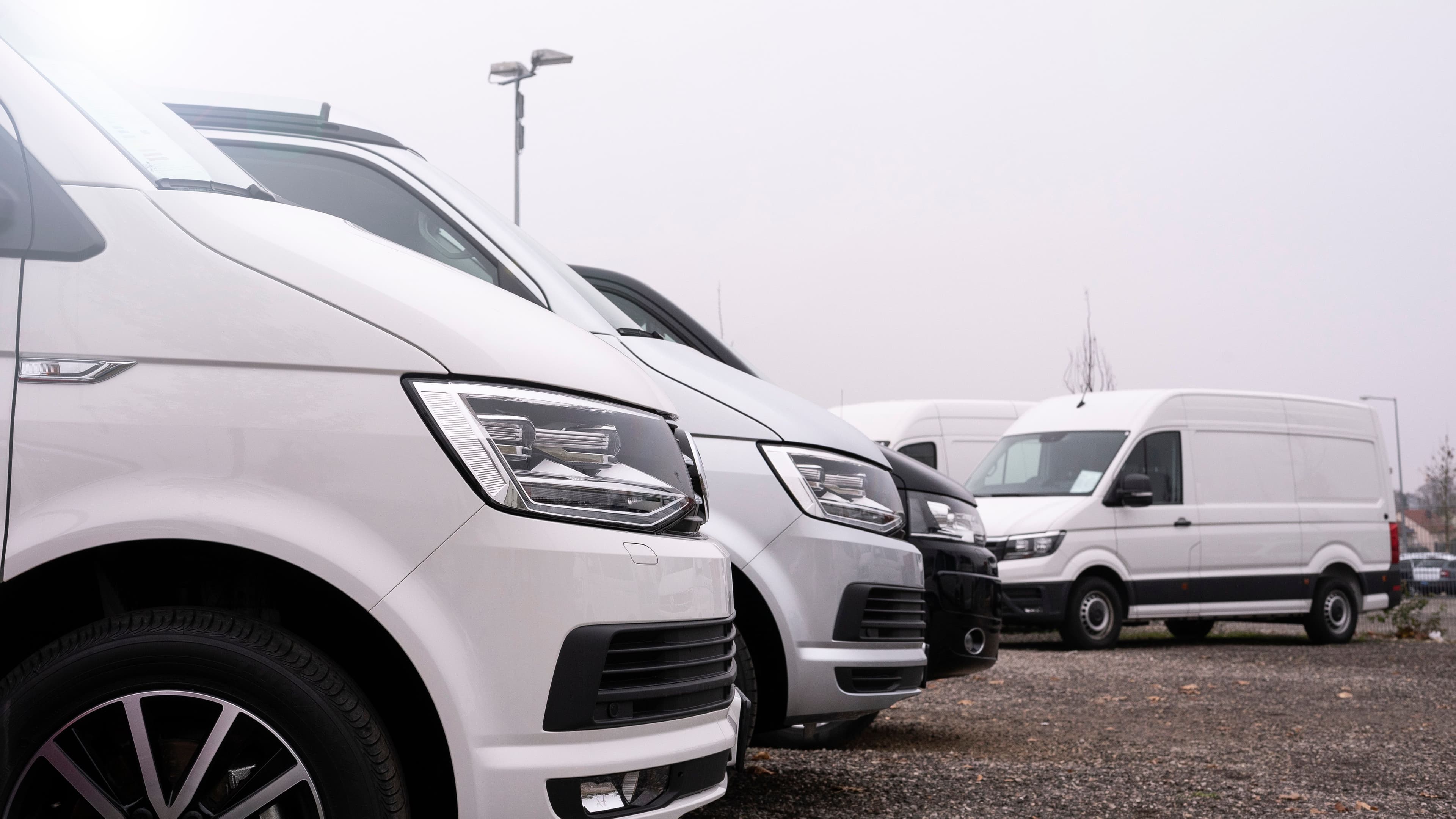 A collection of parked vans