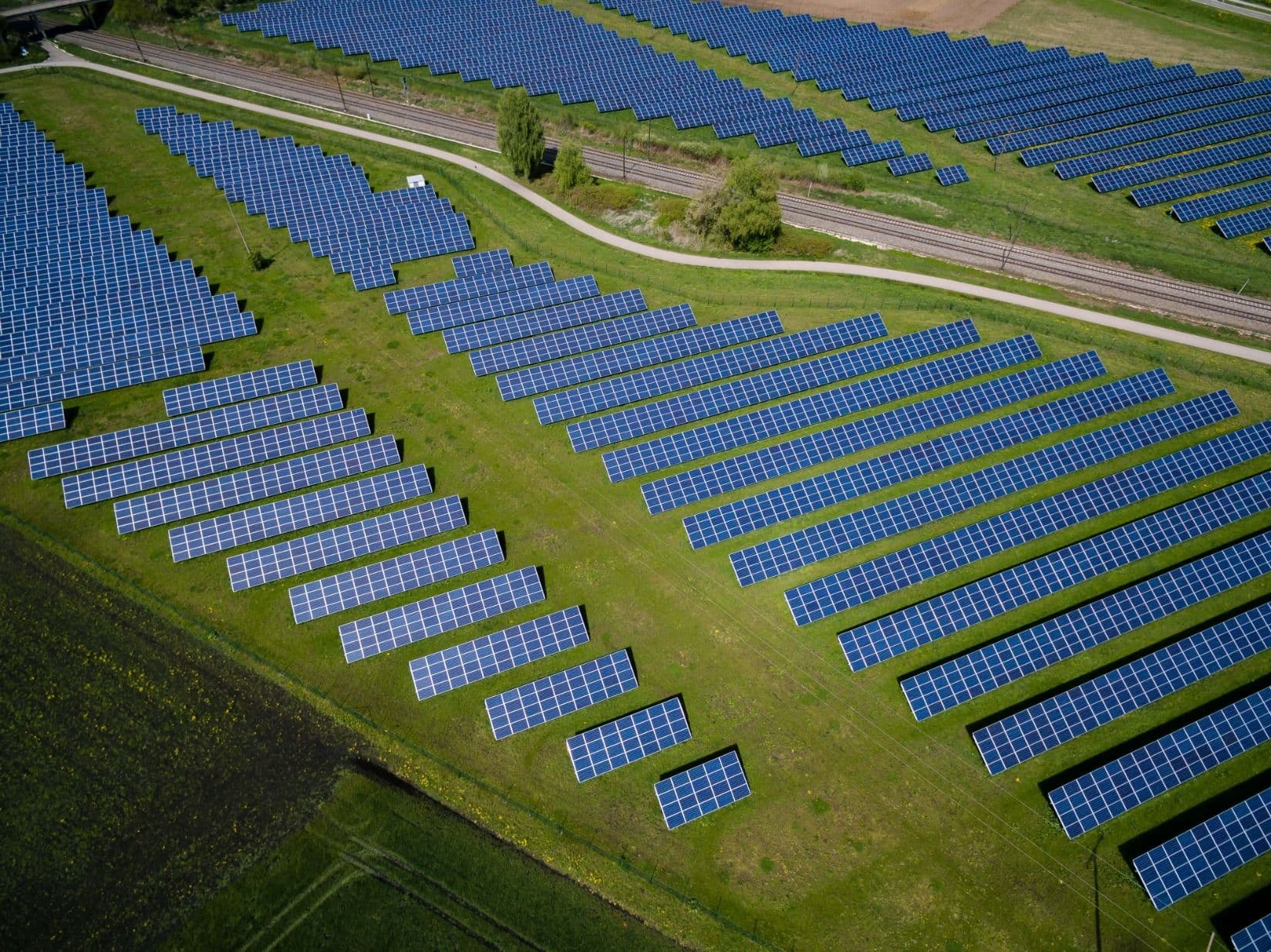 Aerial view of a solar farm
