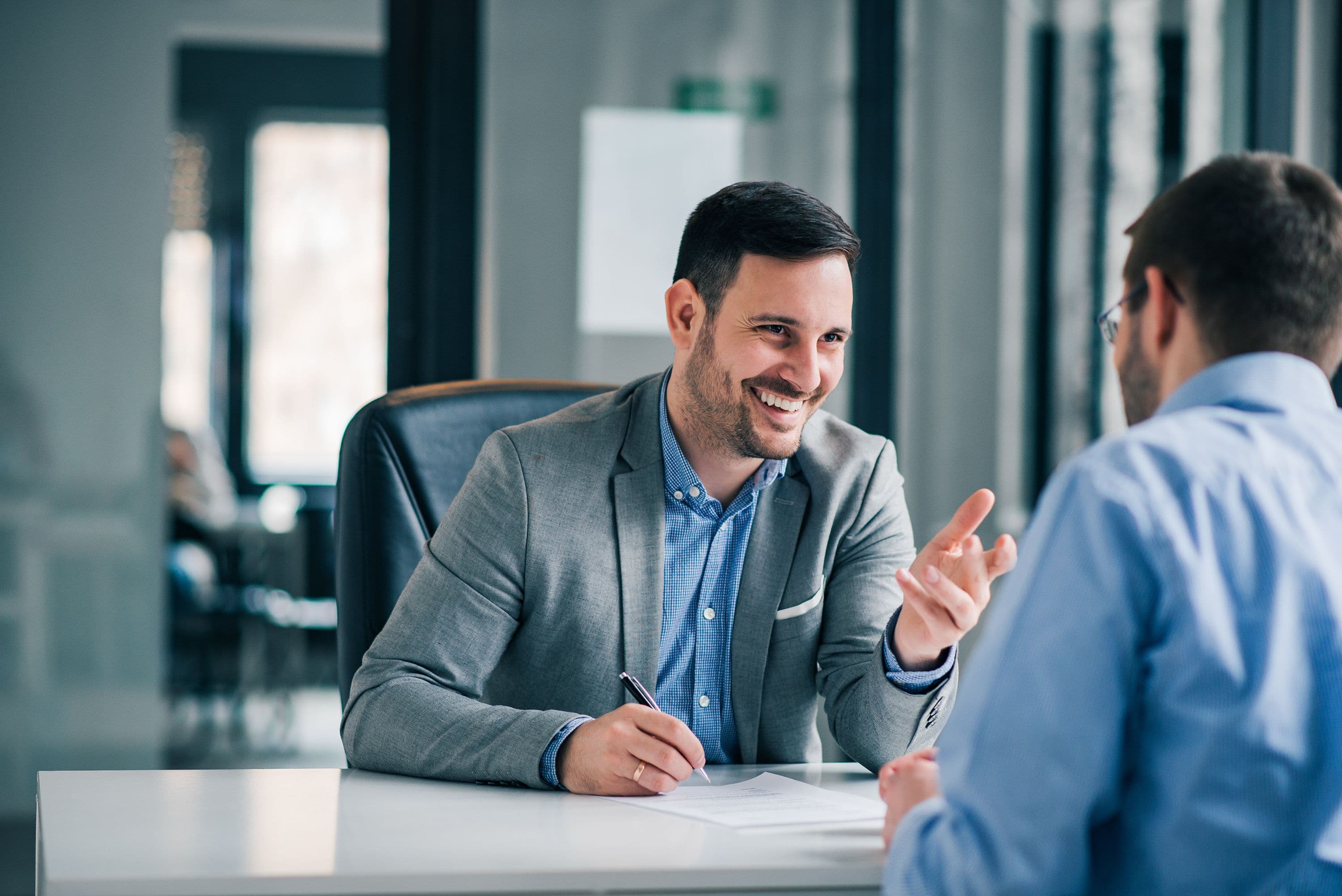 Two people having a business meeting