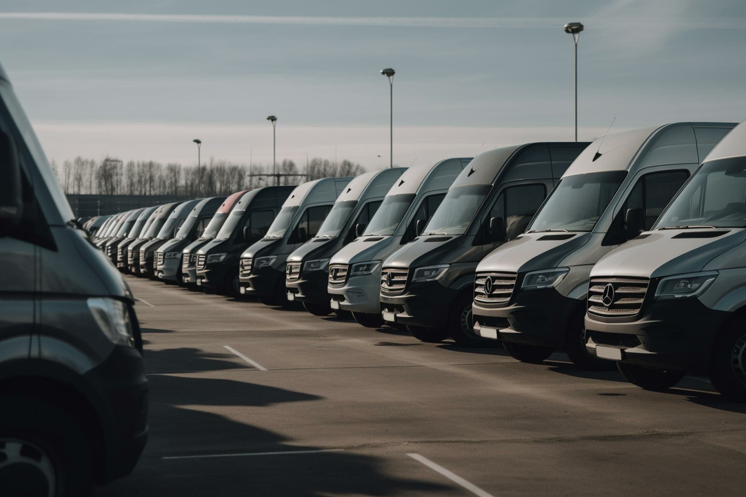 Line of Parked Vans